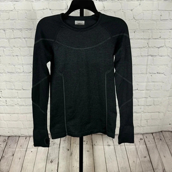 Athleta Embodiment Crewneck Dark Gray Fitted Long Sleeve Workout Top Size Small - Picture 1 of 5